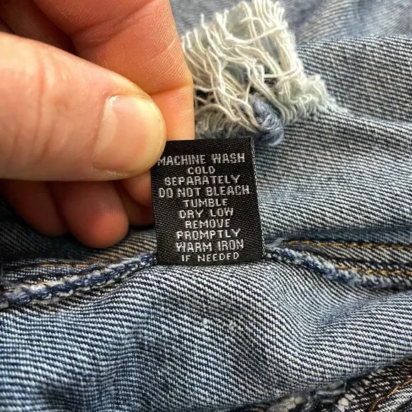 Rue 21 Jean Jacket Womens Small Blue Denim Distressed Dark Wash Black Hooded - Picture 5 of 11